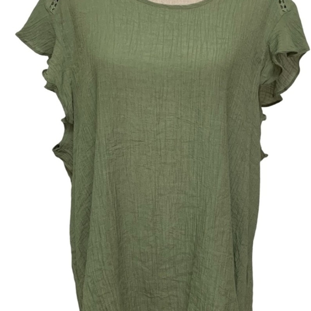 💥SALE💥Elegant Olive Ruffle Sleeve Top